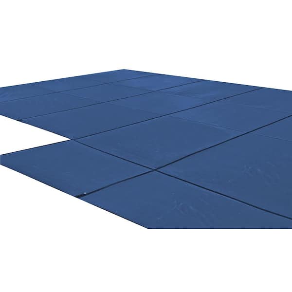 Water Warden Mesh Blue Safety Cover for 16 ft. x 34 ft. Rectangle In Ground Pool with 4 ft. x 8 ft. Right Step with 2 ft. Offset