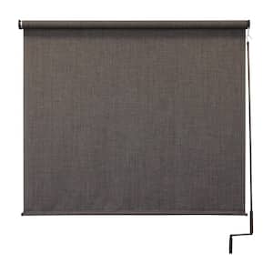 Tide Pool Grey and Black Cordless Outdoor Patio Roller Shade 120 in. W x 96 in. L