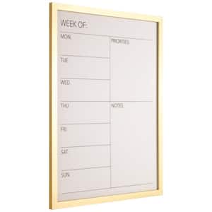 24" x 30" Weekly Priority Dry Erase Whiteboard Calendar, Gold