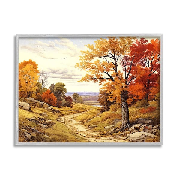 Stupell Industries Classic Fall Foliage Path by Lil' Rue 1 Piece Framed Graphic Print Nature Poster Art Print 14 in. x 11 in.