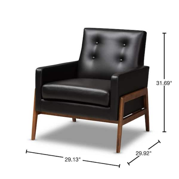 Baxton Studio Perris Black Faux Leather Lounge Chair 150 8740 HD