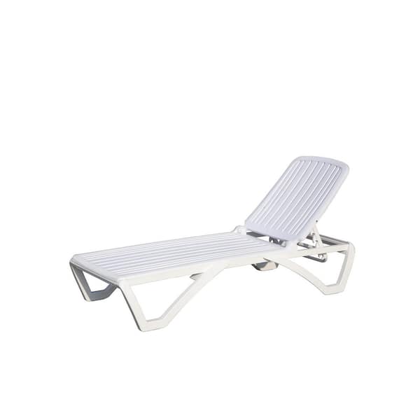 Adjustable Backrest Outdoor Chaise Lounge in White