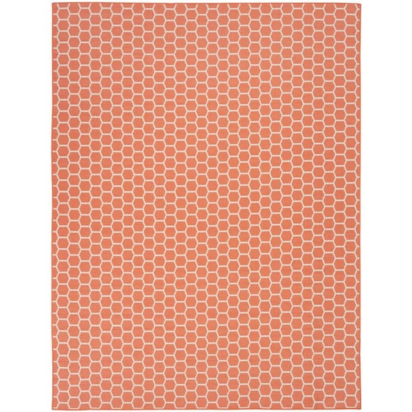 Nourison Reversible Indoor Outdoor Coral 9 ft. x 12 ft. Honeycomb Contemporary Area Rug