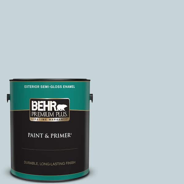 BEHR PREMIUM PLUS 1 gal. #PPL-73 Tranquil Sea Semi-Gloss Enamel Exterior Paint & Primer