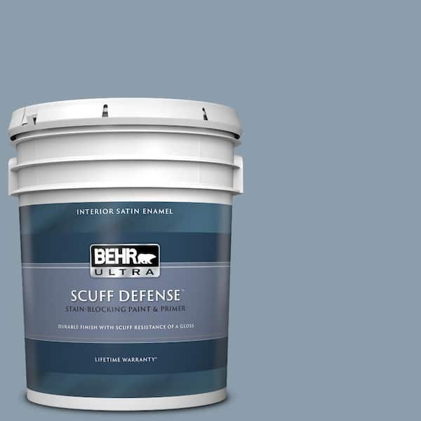 BEHR ULTRA 5 gal. #ICC-65 Relaxing Blue Extra Durable Satin Enamel Interior Paint & Primer