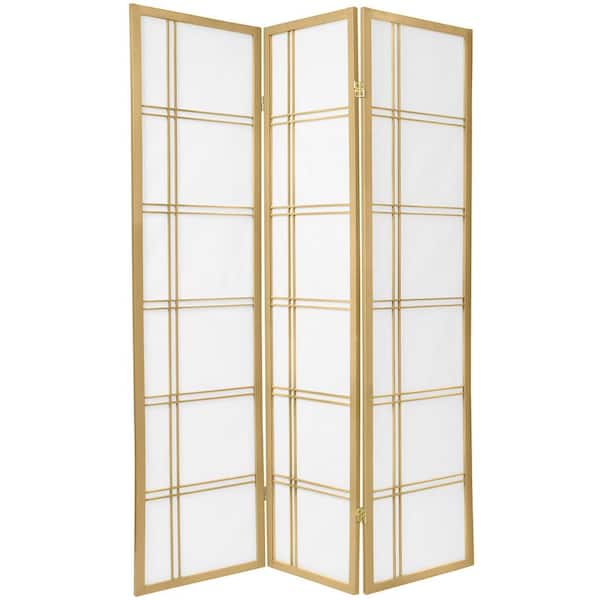 6 ft. Gold Double Cross 3-Panel Room Divider