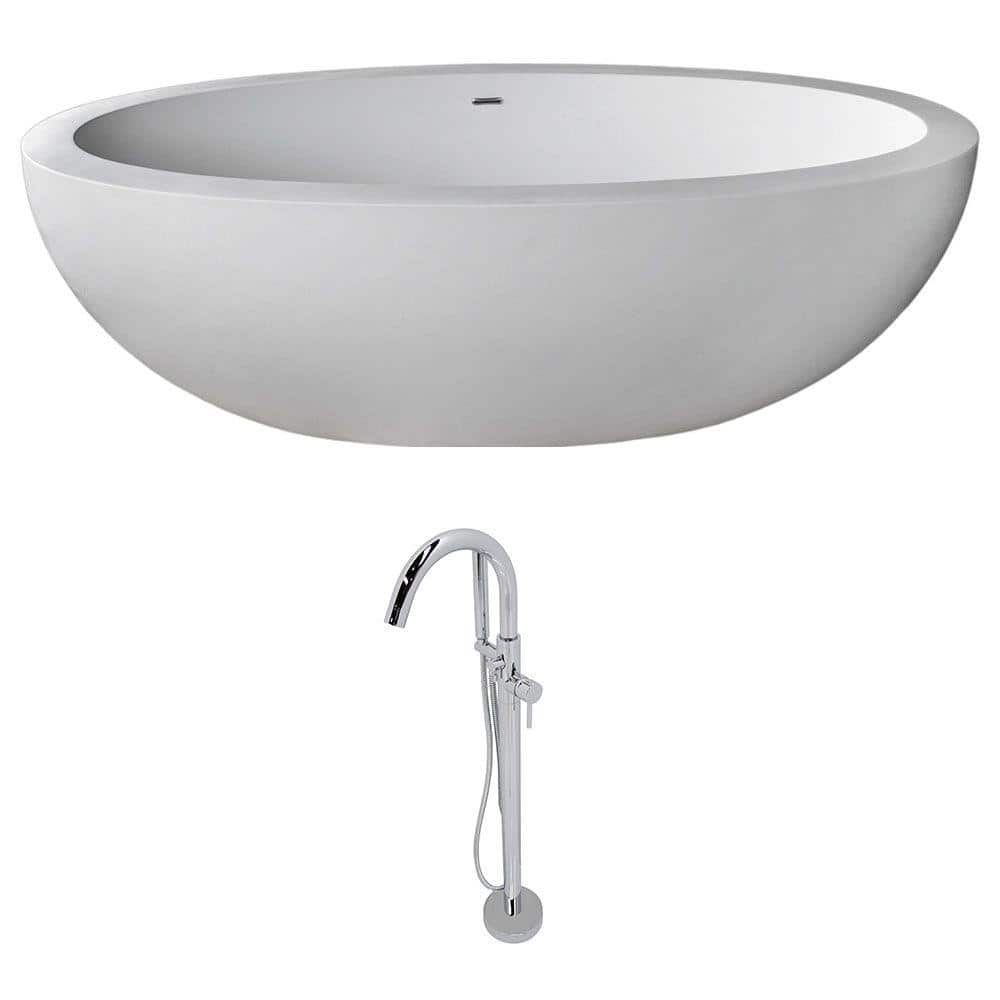 Lusso Series 76 in. x 41 in. Flat Bottom Freestanding Soaking Bathtub with 