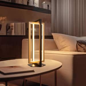 15.9 in. Black Contemporary Dimmable Touch Control Integrated LED Table Lamp with Black Metal Shade