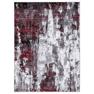 Brown Polypropylene 8 ft. x 10 ft. Abstract Indoor Area Rug A46A1-rug ...