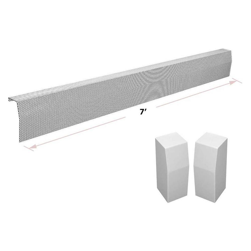 White Galvanized Steel 7 ft Slip-On Baseboard Heater Cover Set