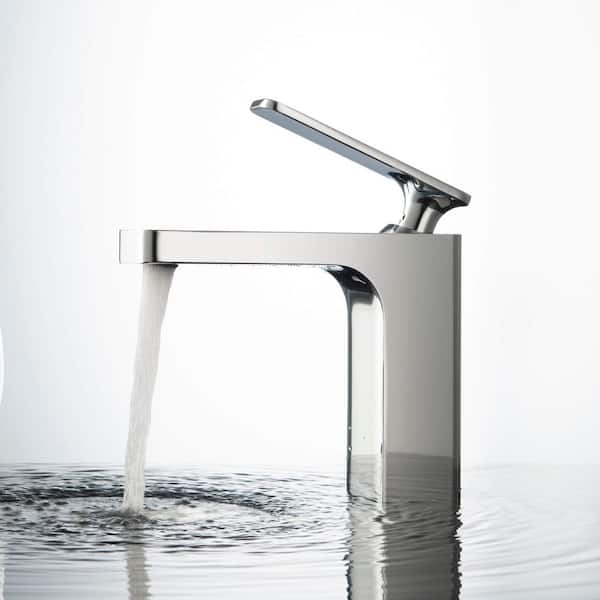 Single Handle Lever Handle Single Hole Bathroom Sink Faucet with Supply Lines and Pop-Up Drain in Chrome