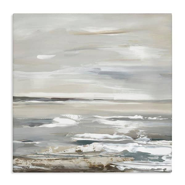 White Waves Impression by Lera Unframed Nature Graphic Art Print 36 in. x 36 in.