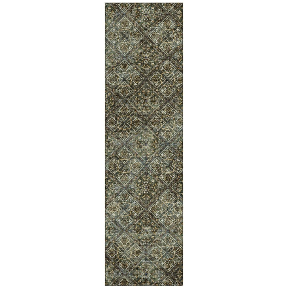Chantille Machine Washable Indoor/Outdoor Abstract ACN2692 Olive 2 ft. x 7 ft. Runner Rug price history on PriceWatchPro