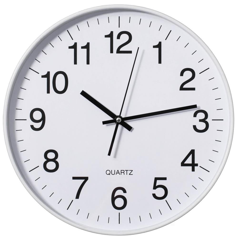 CLOCKSWISE White 14 in. Analog Clock-Silent, Non-Ticking for Wall