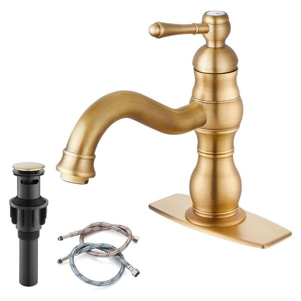 Kingston Brass Royale Badezimmerarmatur Einloch - Antik Messing, Inkl. Abfluss