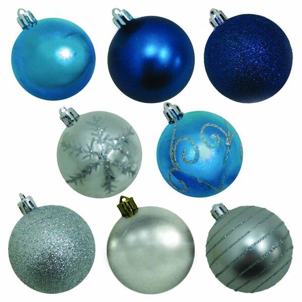 Brite Star 50 Count 60mm Blue Silver Shatterproof Ornament 70 647 00 The Home Depot