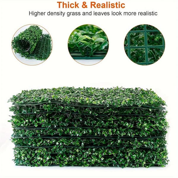 ITOPFOX 12-Piece Green Artificial Topiary Hedge Plant Grass Backdrop Fence Privacy Screen Grass for Balcony Garden Fence
