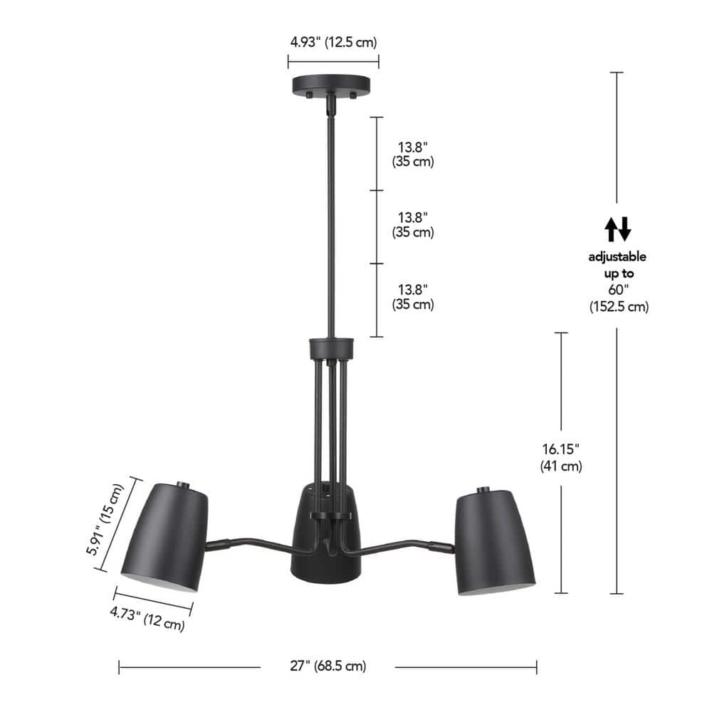 Logan Matte Black 3-Light Geometric Chandelier