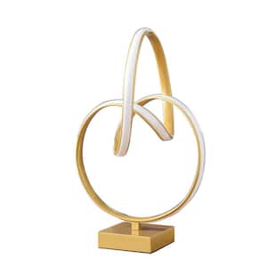 19 in. Abstract Infinity Matte Gold Metal Modern Table Lamp