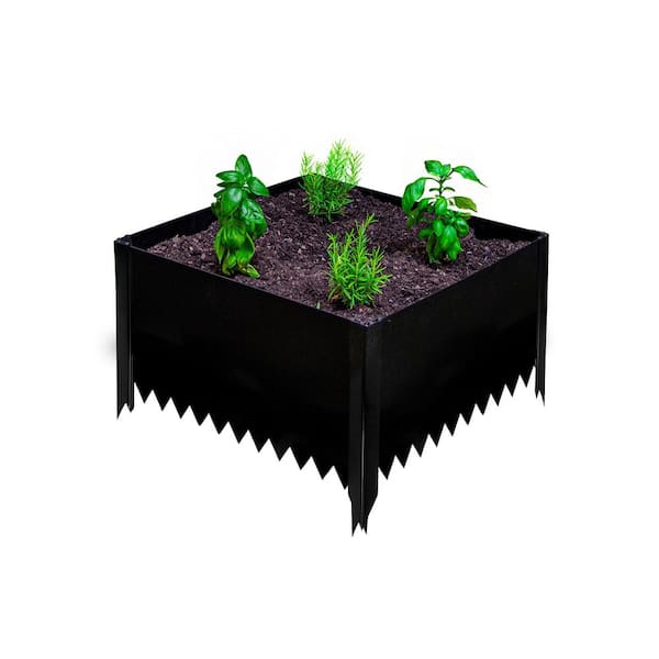14 in. Tall X 2 ft. X 2 ft. Black Powder Coat Painted Steel Metal Raised Garden Bed Kit, Open Bottom