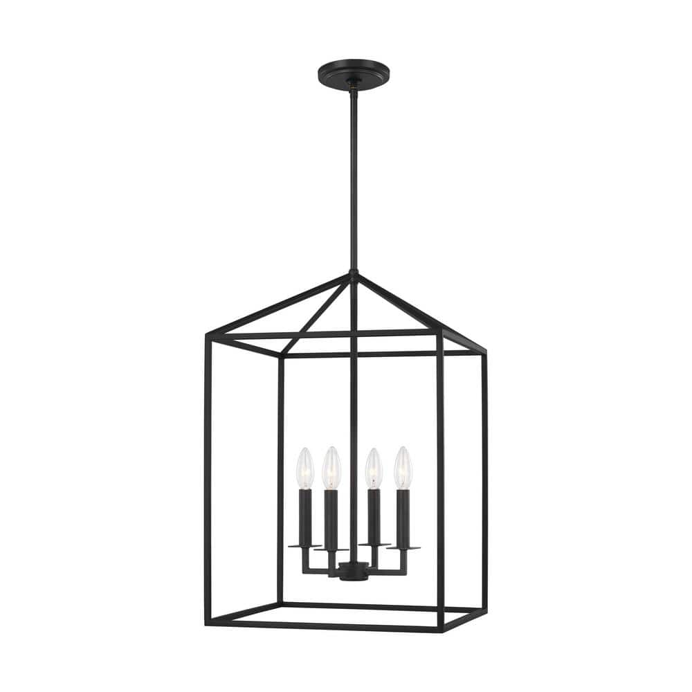 Newhouse Lighting Transitional Medium Four Light Hall / Foyer Hanging Modern Light Fixture  Midnight Black