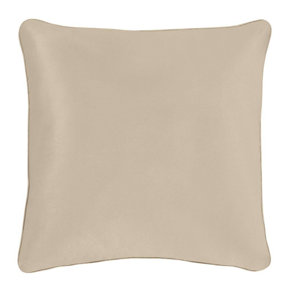 Pearl Beige Quilted Embroidered Square Throw Pillow