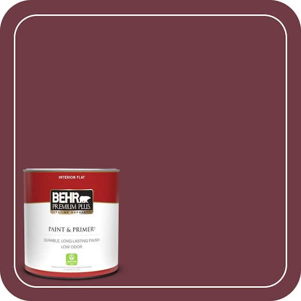 BEHR PREMIUM PLUS 1 qt. #BXC-90 Wild Cranberry Flat Low Odor Interior Paint & Primer