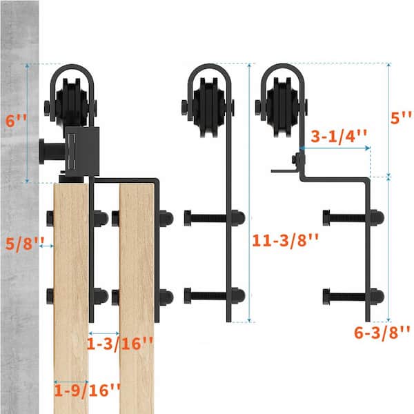8 ft./96 in. Single Track Bypass Barn Door Hardware Double Doors Kit, Heavy-Duty Sliding 1-Track Antique Roller 8 ft./96 in. Single Track Bypass Barn Door Hardware Double Doors Kit, Heavy-Duty Sliding 1-Track Antique Roller