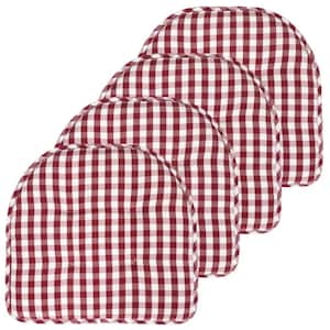 Buffalo Checkered Memory Foam 17 in. x 16 in. U-Shaped Non-Slip Indoor/Outdoor Chair Seat Cushion Wine/White (4-Pack)