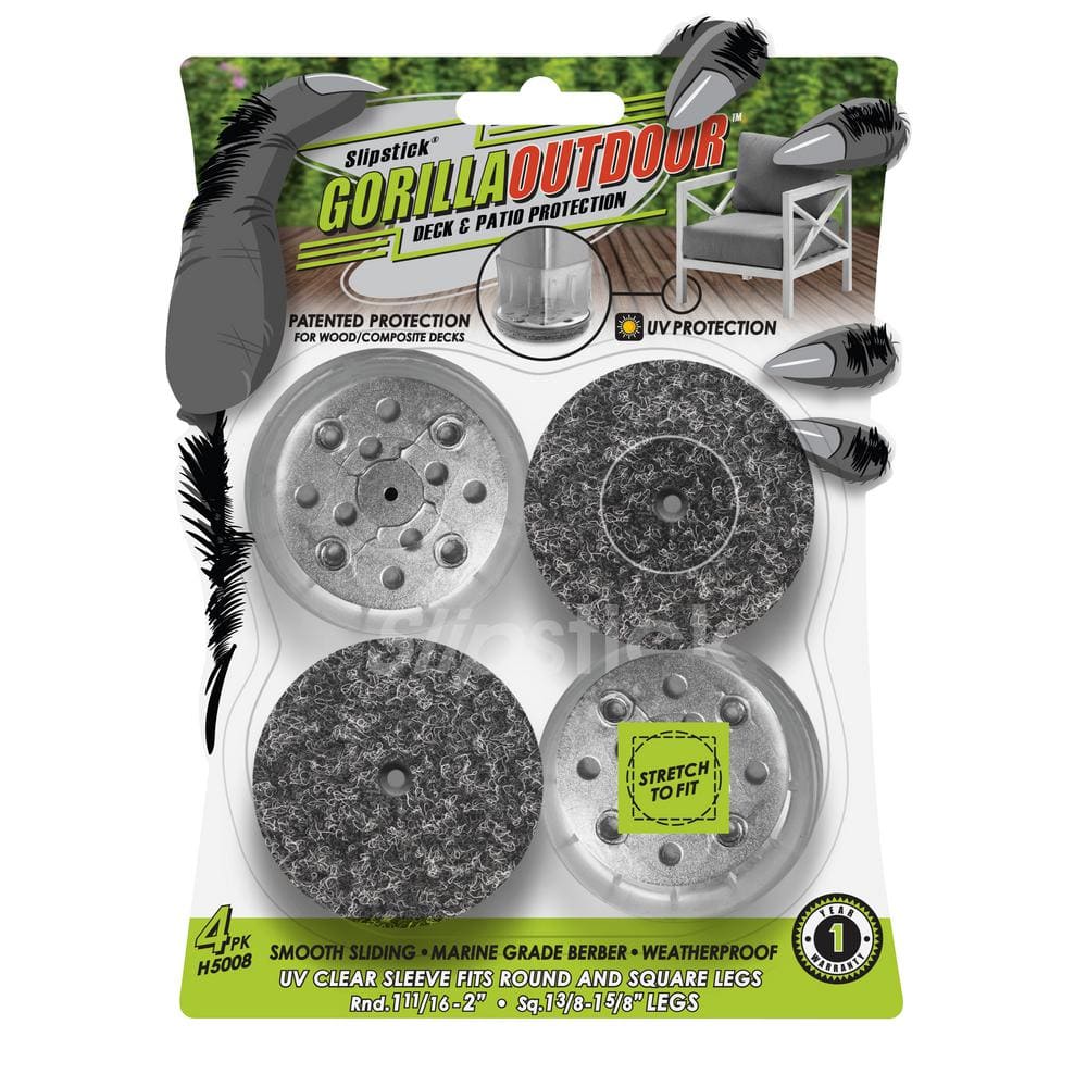 Gorilla Outdoor Clear Sleeve Berber Pads 2 in. Chair Glide