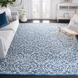 Brentwood Navy/Cream 10 ft. x 13 ft. Border Geometric Medallion Area Rug