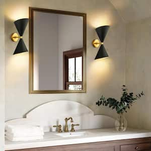 2-Light Black Wall Sconce with Light Direction of Up and Down