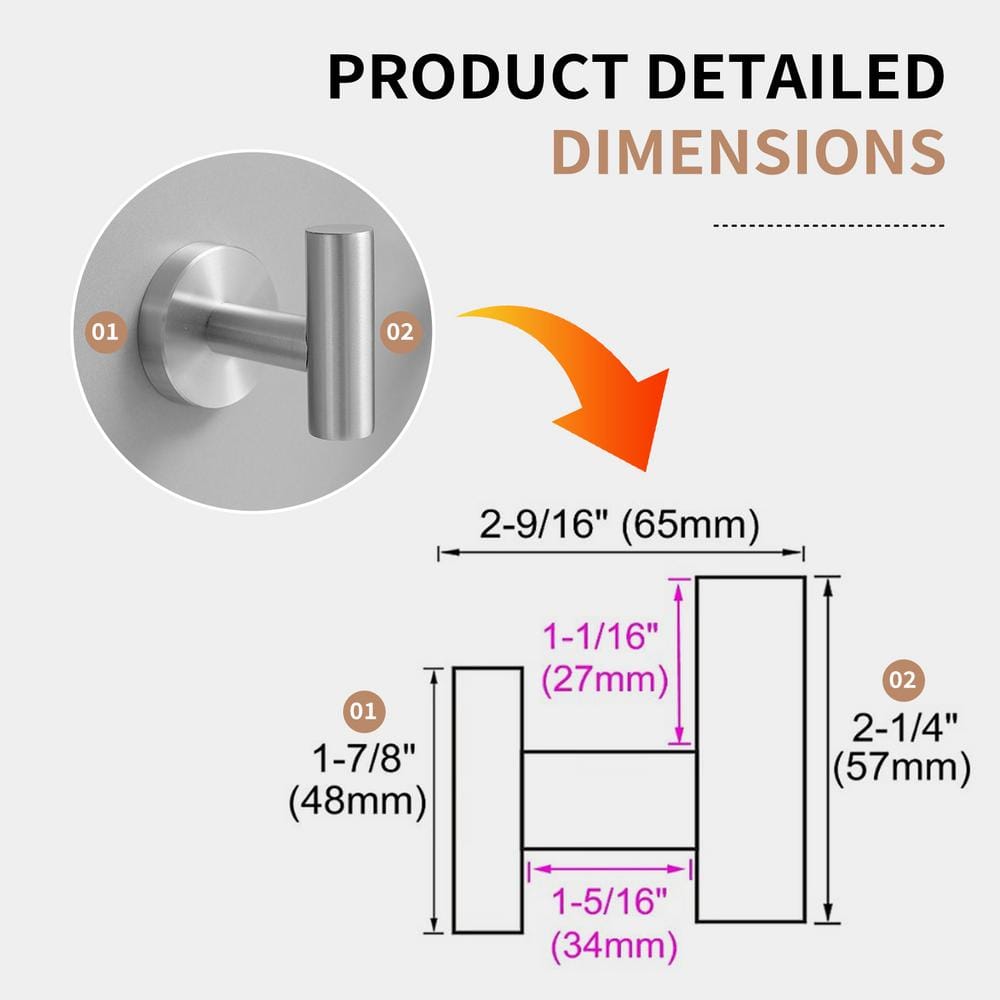 Brushed Nickel Wall Mounted J-Hook Towel Hooks Set of 4