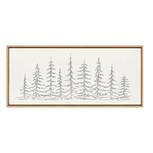 Minimalist Evergreen Trees Sketch by The Creative Bunch Studio Framed Nature Canvas Wall Art Print 18.00 in. x 40.00 in.
