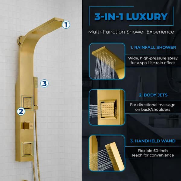 ANZZI Aura Series 39 in. 2-Jetted Full Body Shower Panel System in