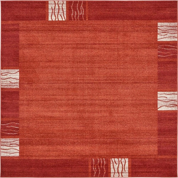 Unique Loom Del Mar Sarah Rust Red 8' 0 x 8' 0 Square Rug