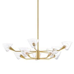 Isabella 10-Light Aged Brass Chandelier with Clear Shade