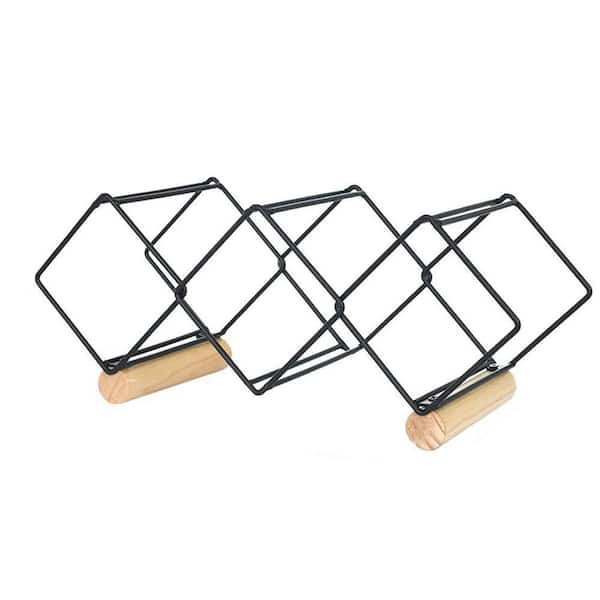 EPOWP 5-Bottle Black Metal Tabletop Wine Rack