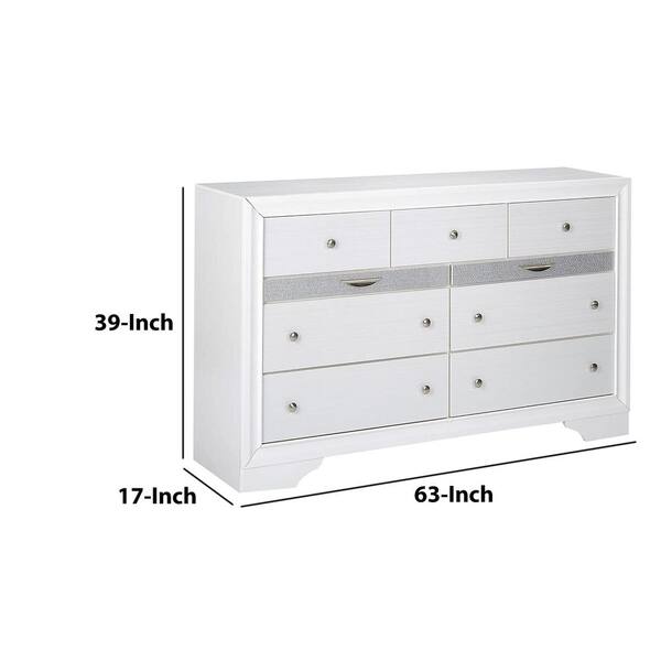 Nyima Dresser for Bedroom with 10 Drawers, Tall White Dresser Organizer with Wood Top & Leather Front Mercer41