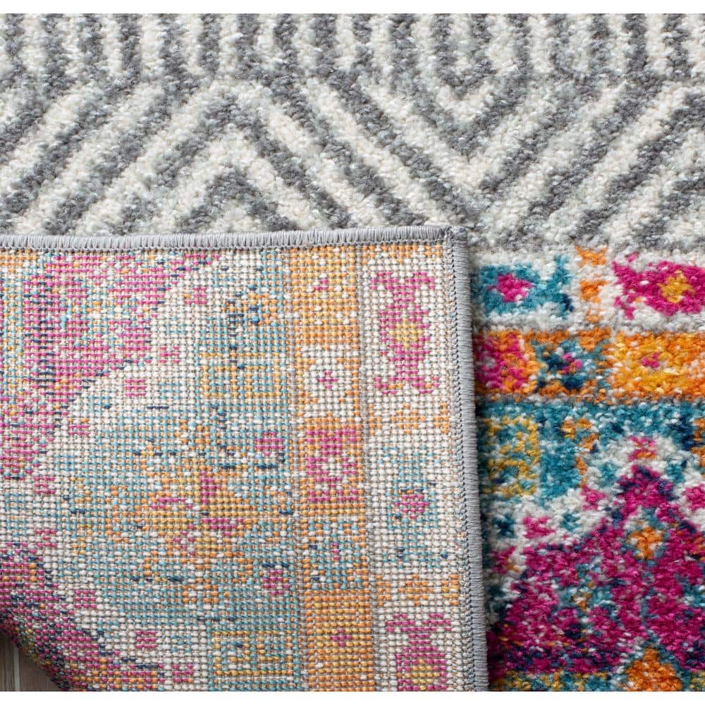 Ivory & Grey Boho Chic Synthetic Reversible Area Rug - 2'3" x 4'