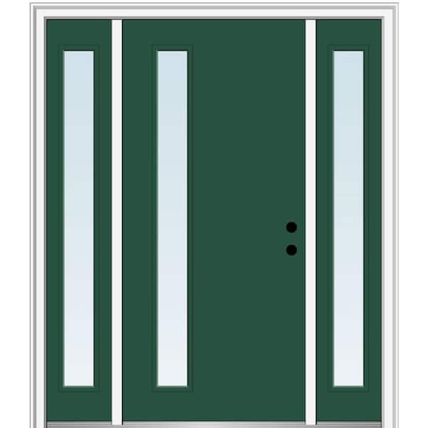 MMI Door 64.5 in. x 81.75 in. Viola Left-Hand Inswing 1-Lite Clear Low-E Painted Fiberglass Prehung Front Door with Sidelites