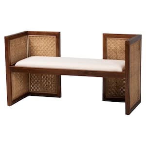 Lovina Light Honey Rattan and Wood Bench 50 in.