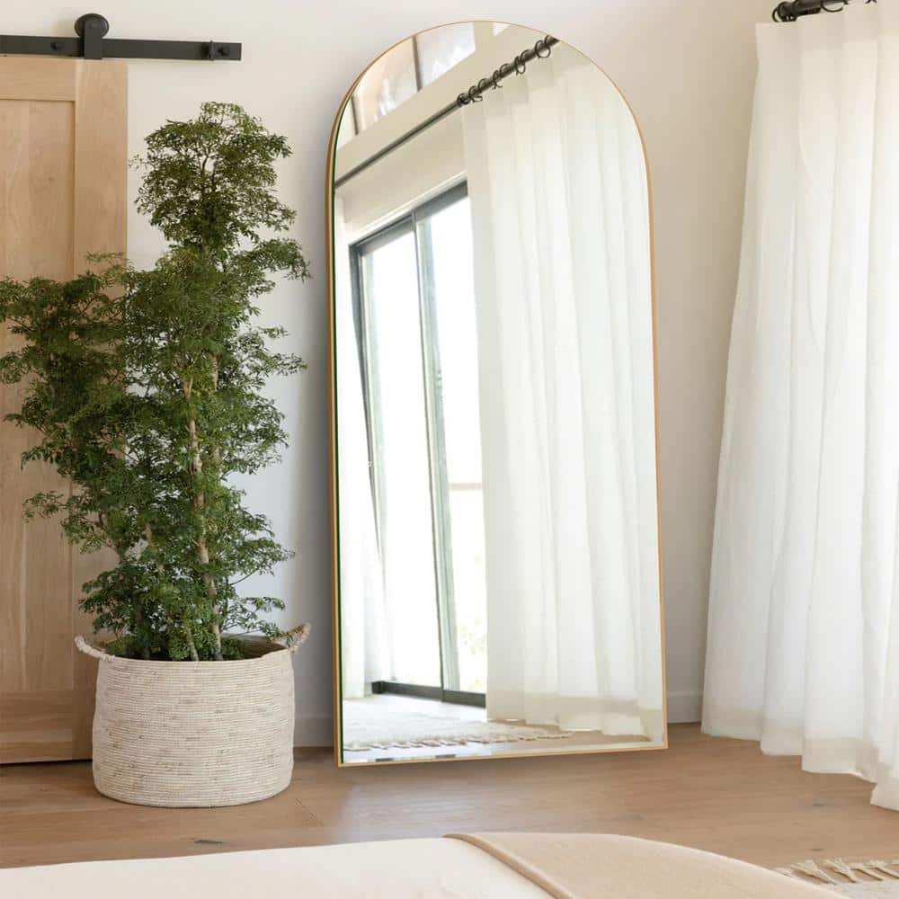 Sxiawe 24 in. W x 71 in. H Classic Arched Wood Full Length Mirror