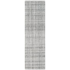 Abstract Gray/Black 2 ft. x 14 ft. Striped Runner Rug