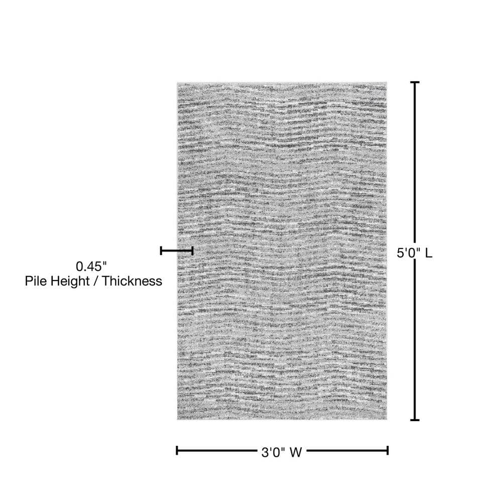 Gray Abstract Synthetic Reversible Accent Rug, 3' x 5'