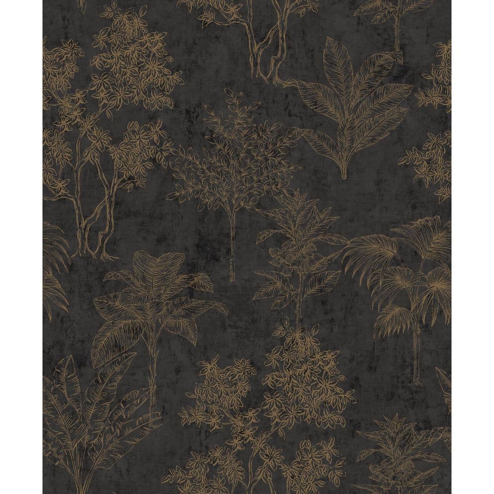 Zen Collection Blue/Gold Floating Foliage Metallic Sheen Finish Non-Pasted 