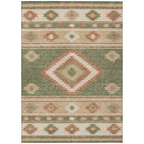 Chantille Machine Washable Indoor/Outdoor Abstract ACN3127 Fern 10 ft. x 14 ft. Area Rug