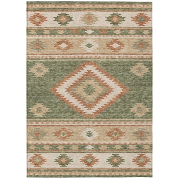 Chantille Machine Washable Indoor/Outdoor Abstract ACN3127 Fern 5 ft. x 7 ft. 6 in. Area Rug