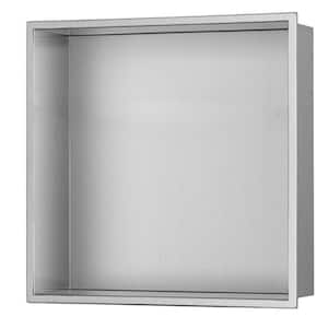12.6 in. W x 12.6 in. H x 4 in. D Stainless Steel Single Shelf Recessed Shower Niche in Brushed Stainless Steel