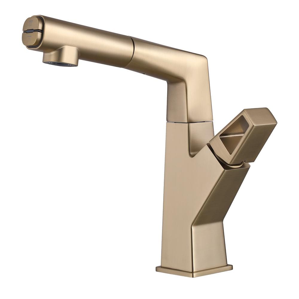 FLG Single Handle Single Hole Bathroom Faucet Brass Sink Faucets w/Pull ...